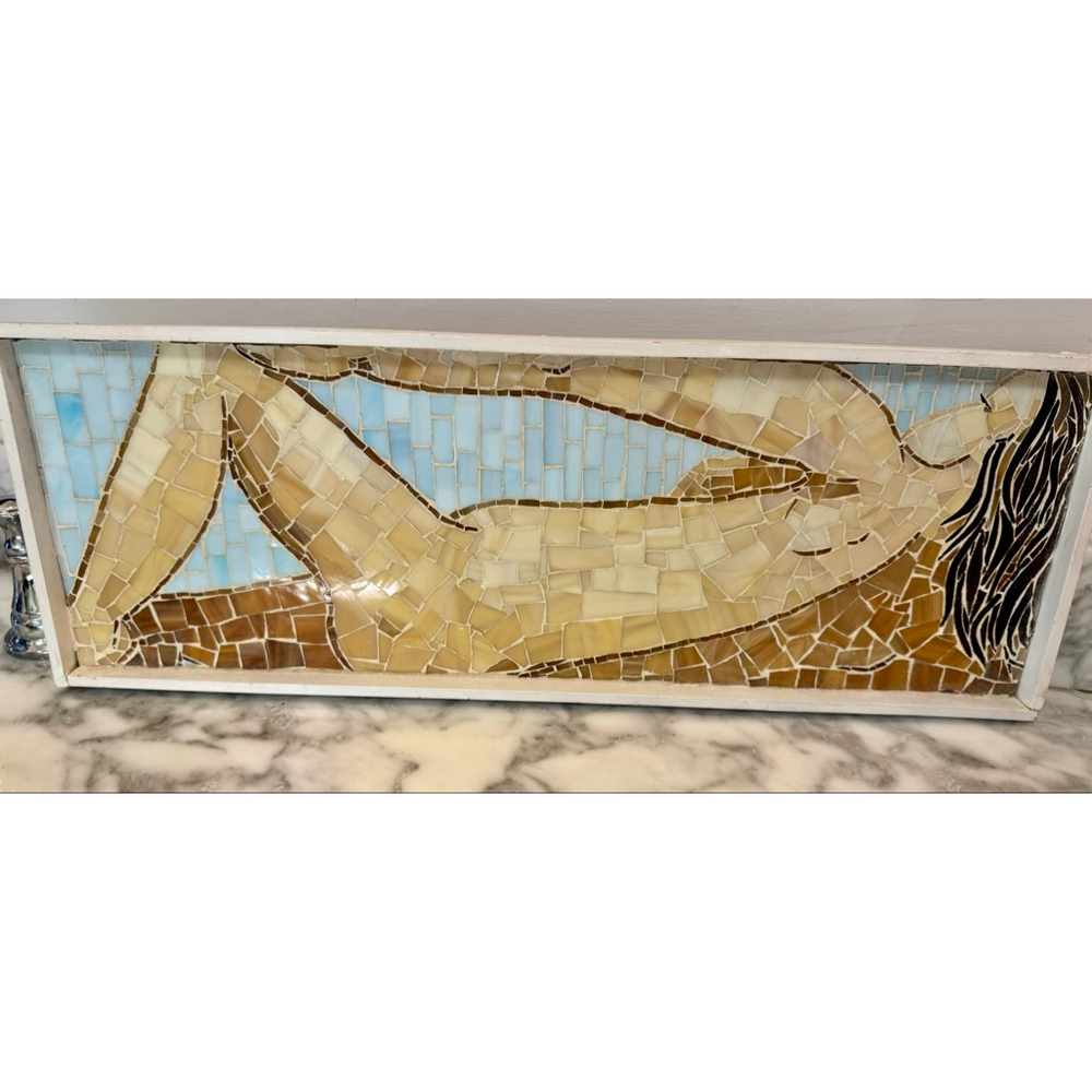 Handmade Mosaic Tile Wall Art Reclining Nude Figure Signed Dated 2005 21”